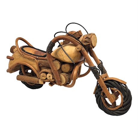 Vintage Handmade Wooden Motorcycle