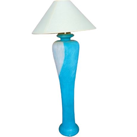 Vintage Aqua and White Plaster Floor Lamp