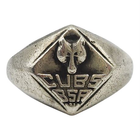 Vintage Sterling Silver Cub Scouts Ring, Sz 4.5