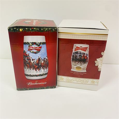 2 Budweiser Steins Mint in Orig Boxes