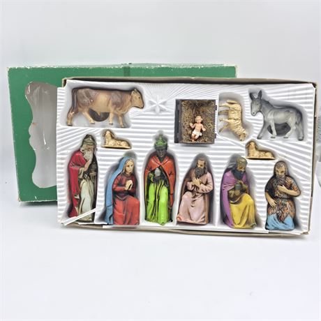 VTG German Krippenfiguren, Hand-painted Nativity