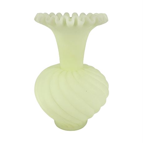 Fenton UV Reactive Custard Satin Swirl Vase