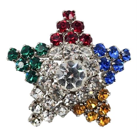 Vintage Prong Set Rhinestone Order of the Eastern Star Brooch