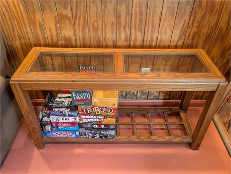 Wood Coffee Table w/Glass Top 48" L