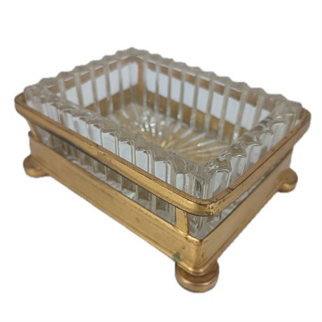 Vintage Apollo Ashtray, Hollywood Regency, Glass and Brass