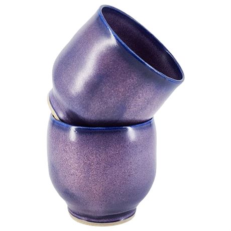 Pair Purple Asian Studio Pottery Cups