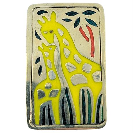 Vintage Alpaca Silver Giraffe Brooch
