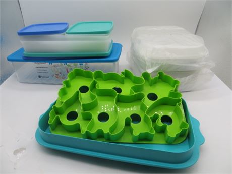 NEW VINTAGE TUPPERWARE JELLO ANIMAL SHAPE MOLDS FRIDGE SMART 8 PC. SET &
