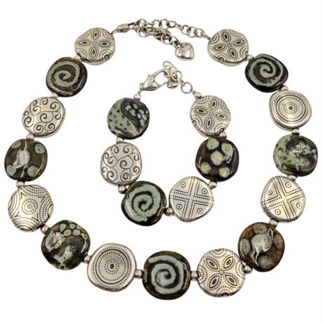 Kenya Chunky Stone Necklace and Bracelet Set