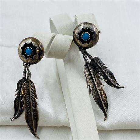 Vtg 8g Navajo Sterling Earrings