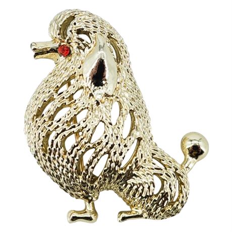Vintage SARAH COVENTRY "Suzette" Rhinestone Eye Poodle Brooch