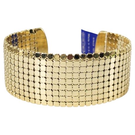 Vintage WHITING & DAVIS Gold Tone Mesh Cuff Bracelet, New w/ Tag