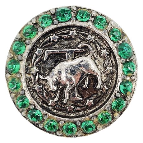 Vintage Taurus Zodiac Sign Rhinestone Brooch
