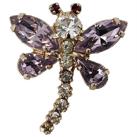 Vintage Rhinestone Dragonfly Brooch