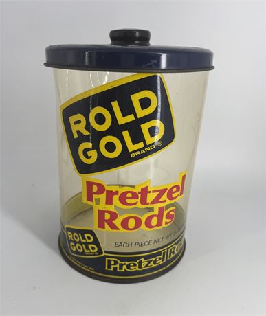 Rold Gold Pretzel Rods Clear Plastic Store Display Container Canister w/ Lid