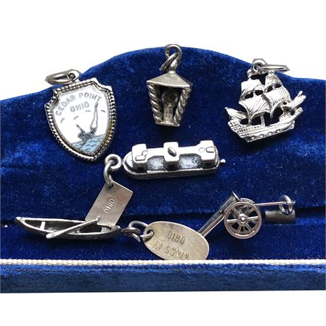 Vintage Sterling Silver Charm Lot - Cedar Point, Ohio, Cannon, Ship