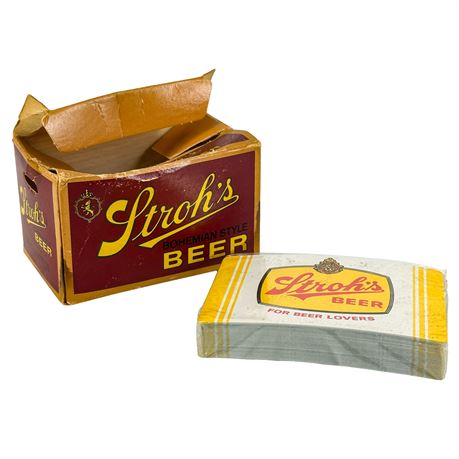Vintage Promotional Stroh's Beer Sealed Playing Cards with Box
