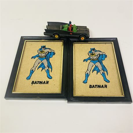 Rare Azrak Hamway Hong Kong Batmobile + 1960’s Batman Embroidery
