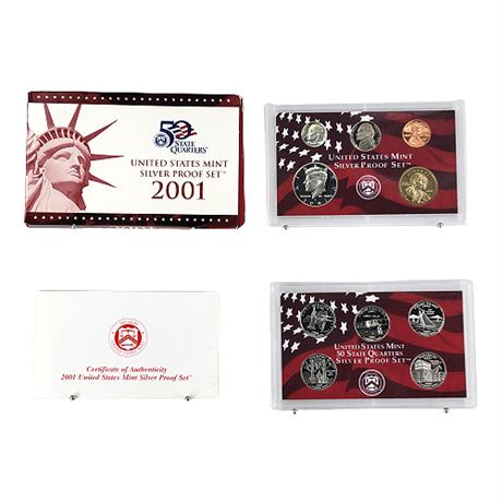 2001-S US Mint Silver Proof Set w/ COA