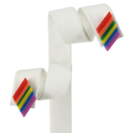Vintage Rainbow Striped Acrylic Earrings