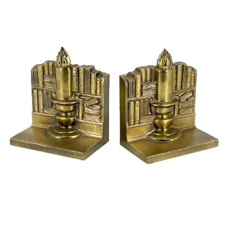 Paid Of Antique Brass Bookends