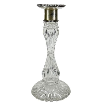 Sterling Silver Topped Cut Crystal Candlestick