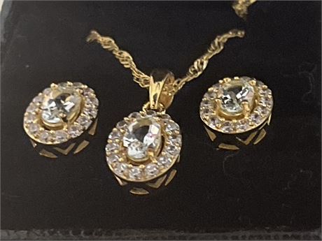 Diamonisse 14kt gold plated Danbury mint necklace set