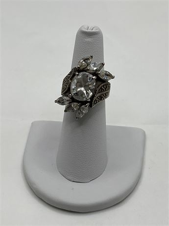 Vintage sterling and Marcus side rhinestone 12.38 g ring