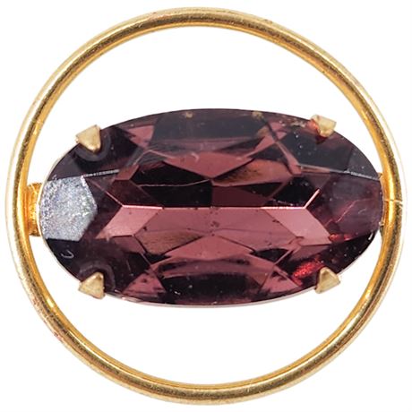Vintage Amethyst Rhinestone Circle Brooch