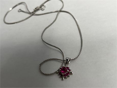 14 karat gold plate, pink tourmaline, stone necklace