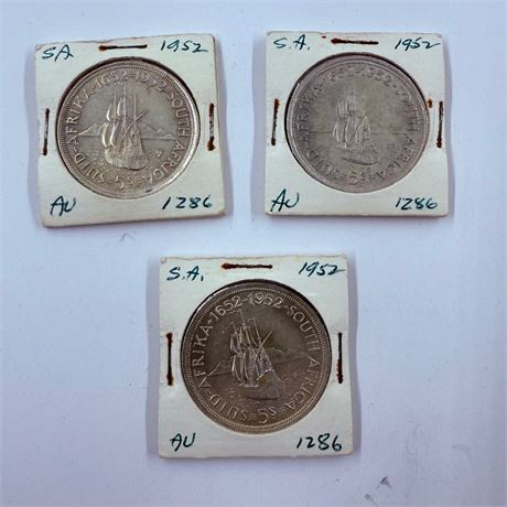3x 1952 South Africa 5 Shillings