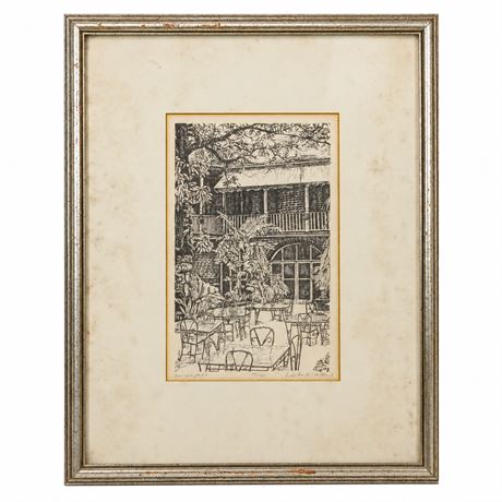 Linda Barton Miller “Courtyard Patio” Signed Limited Edition Etching 134/1000