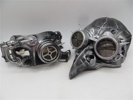 2 Steampunk Fowl Silver Masks