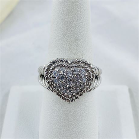 10g Judith Ripka Sterling Heart Ring Size 8.5