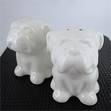 Stoneware BULLDOG Ceramic Salt & Pepper Shakers ~ NEW