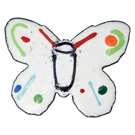 Vintage Handmade Enamel on Copper Butterfly Brooch