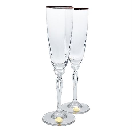 Oneida Toujours Gold Crystal Toasting Flutes