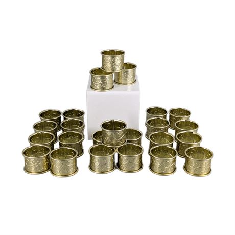 Lot 16 Brass/Gold Colored Metal Napkin Ring Holders