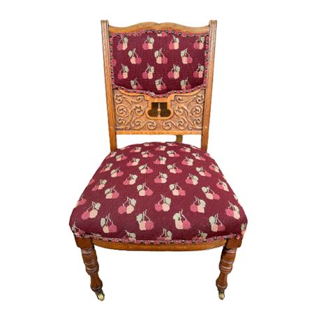 Victorian Era Cherry Needlepoint Side Chair