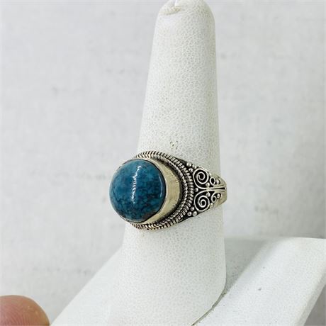 10.5g Sterling Turquoise Ring Size 9