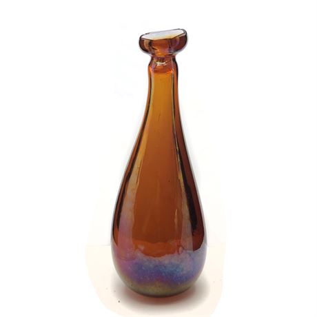 Vintage Donald Venar '74 Mid Century Abstract Iridescent Blown Art Glass Vase