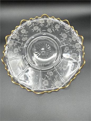 Round Glass Platter with Gold Trim