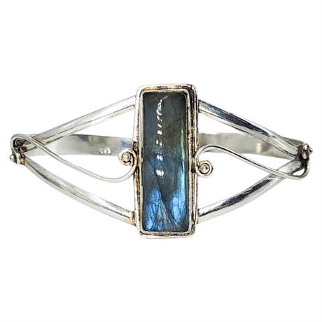 Larger Size Sterling Silver Labradorite Cuff Bracelet