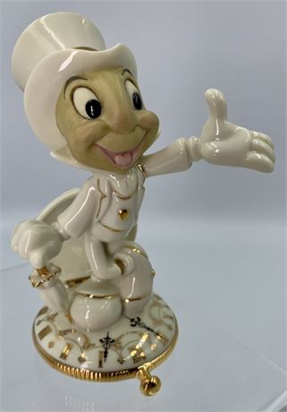 Jiminy Cricket Porcelain 24k Gold Lennox Disney Statue