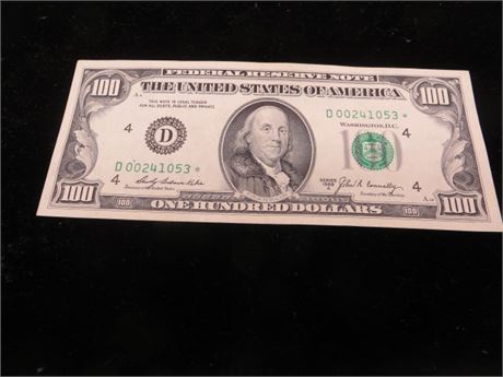 1969 $100 Federal Reserve Note # D 00241053