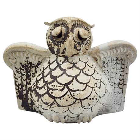 Vintage Signed JW Studio Pottery Owl Figurine