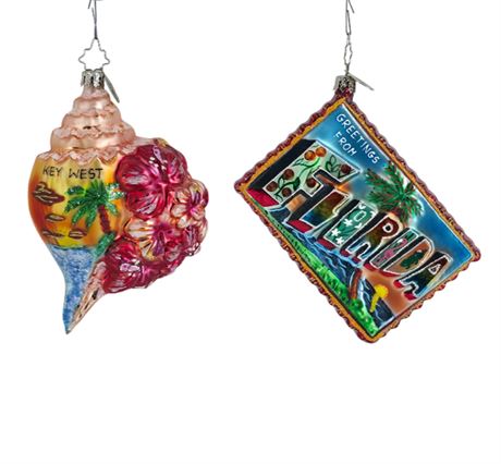 Set of 2 Radko, 4.5" Glass Ornaments from Florida