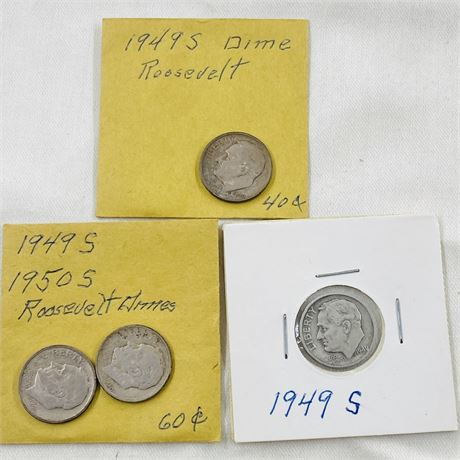1949-S + 1950-S Roosevelt Silver Dimes