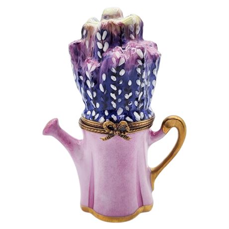 Vintage Limoges Limited Edition Lavender Watering Can Porcelain Trinket Box