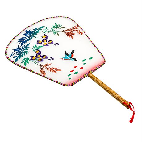 Vintage Chinese Hand-Painted Silk Screen Fan